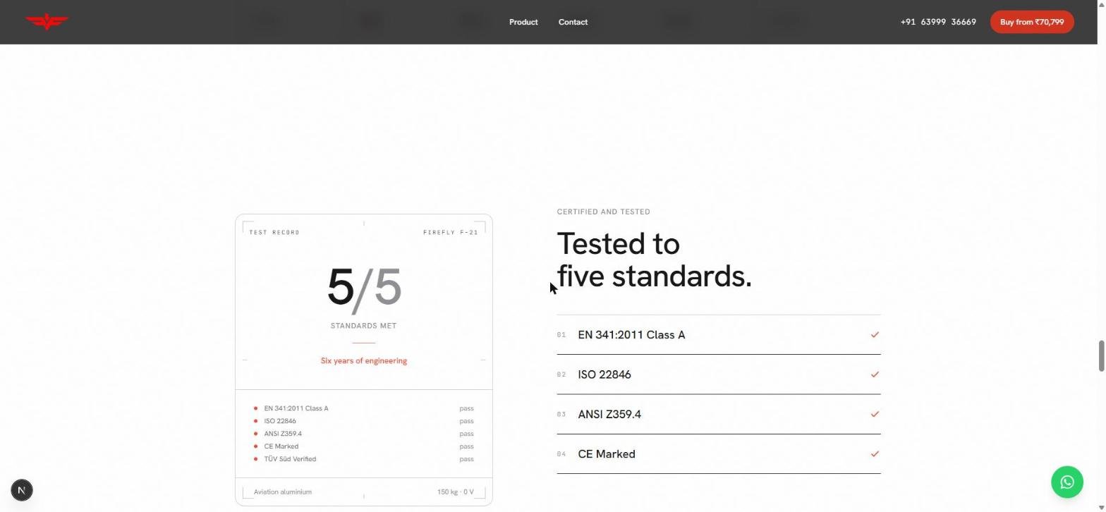 The certification and trust block on the Falcon homepage