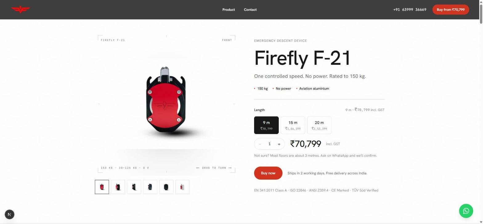 The Falcon product page, everything visible without scrolling