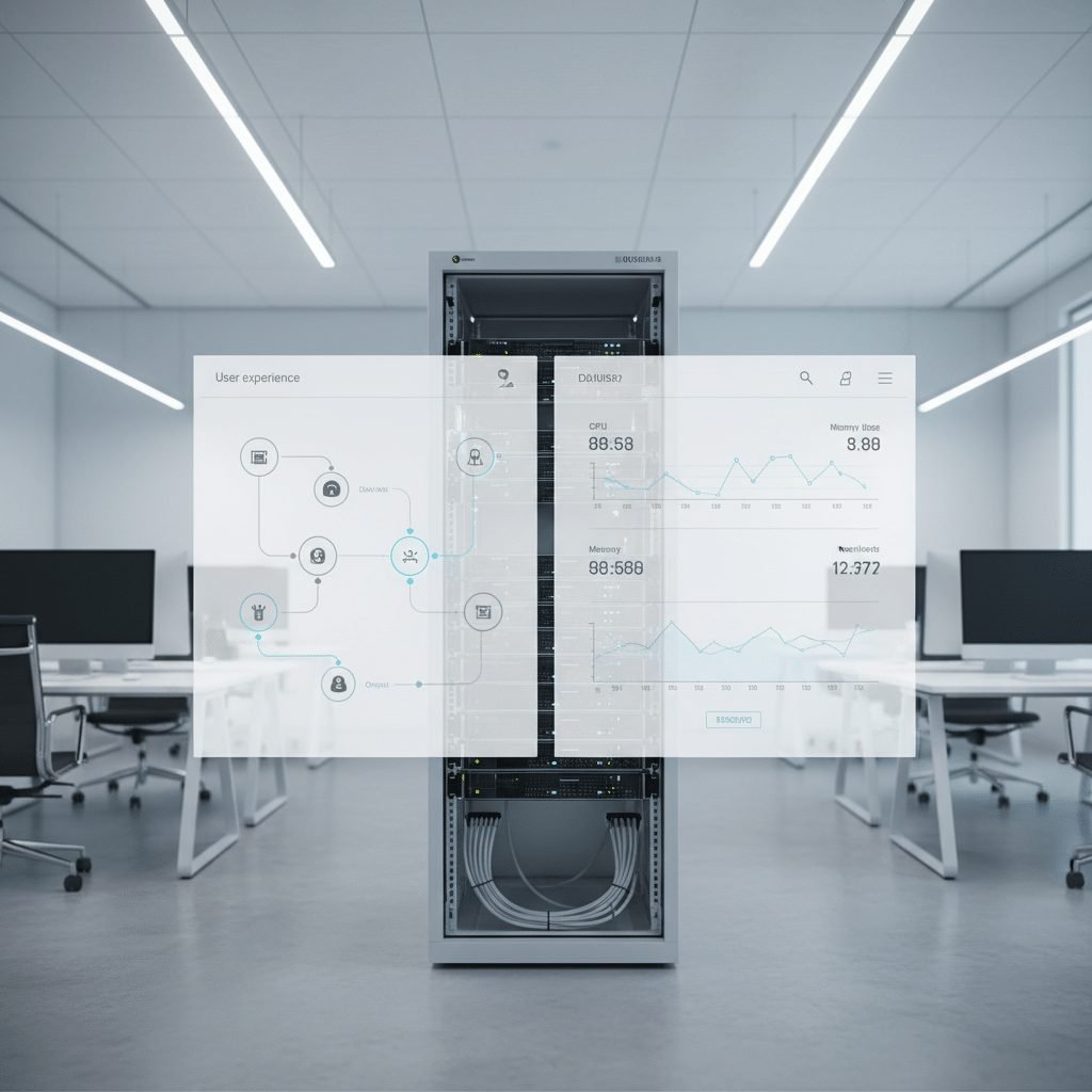 Split-view enterprise web interface and underlying server infrastructure